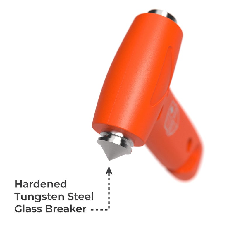 Swiss Safe Durable 5-1 Car Safety Hammer Window Breaker Breaker Tool w/Seatbelt Cutter - Emergency Escape Glass Hammer - Truck, Car Safety Essentials & Accessories - Orange, 1 Pack - Image 2